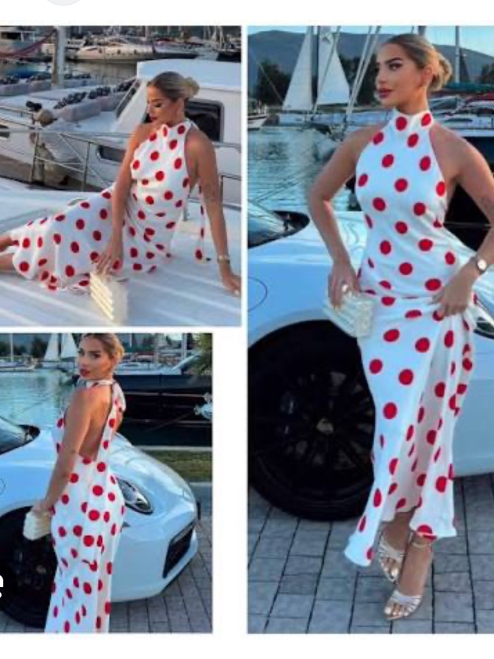 ZARA POLKA DOT HALTER MIDI DRESS - Picture 2 of 16
